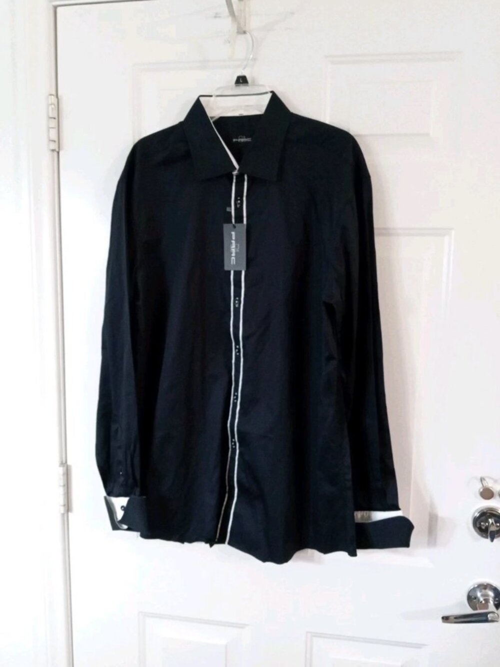 Parc 81 Mens Dress Shirt 2XL 18-18.5 Black Button Up Long Sleeve NWT
